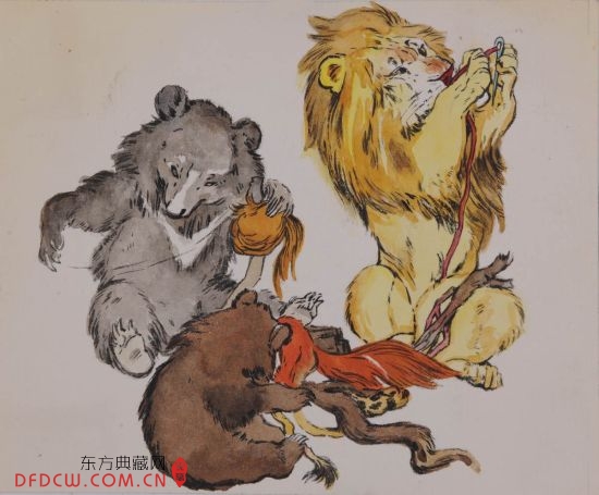 刘继卣 兔子尾巴为什么这么短连环画原稿一 12.5x15cm 连环画原稿 镜心