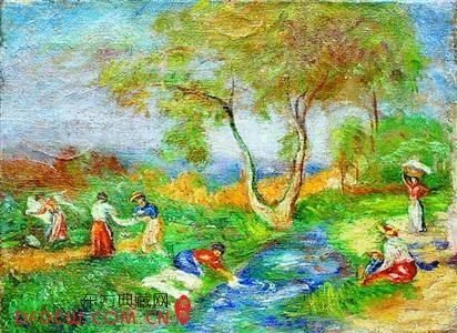 雷诺阿油画作品《卡涅的浣衣女》（资料）