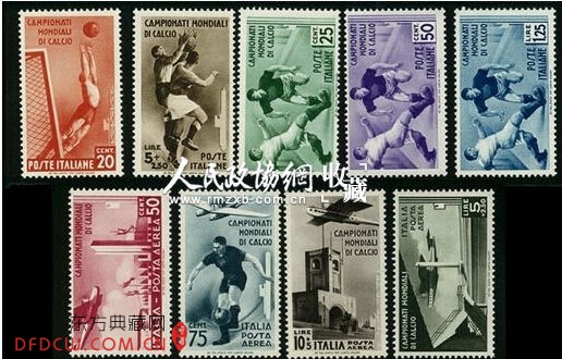 世界杯足球赛纪念邮票发行于1934年意大利