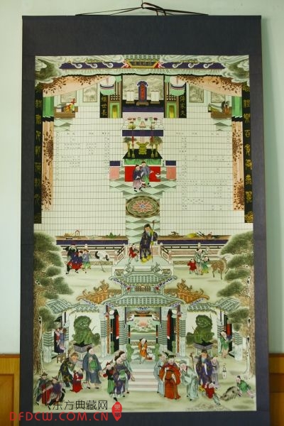 山东高密扑灰年画国家级代表性传承人吕蓁立绘制的作品《家堂》