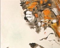 油画布上创作的水墨画