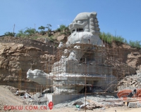绥德建造两座巨型石雕狮