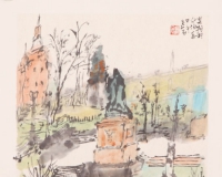 闫景阳画彼得堡·莫斯科国画作品交流展开幕