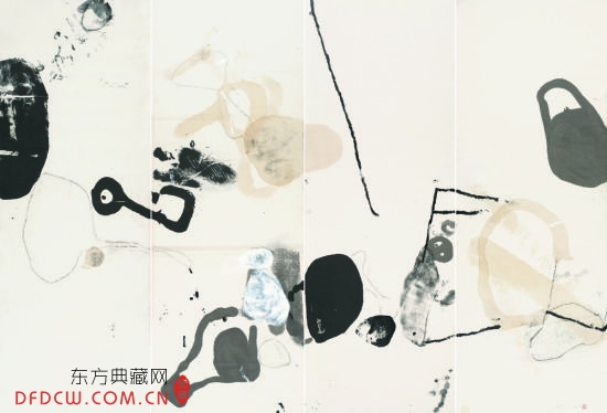 无题 朱岚 167×61CM×4 纸本水墨 2012年