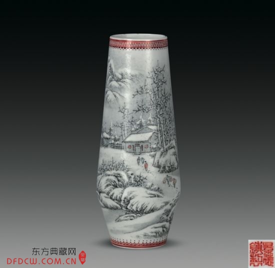 【插图1020】邓必浩 雪景瓶 70年代