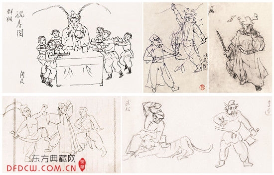 　　关良的戏剧人物速写