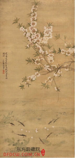 恽寿平《桃花游鱼图》