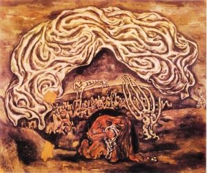 张晓刚1984年作品《子夜》，纸板油画。（资料图片）