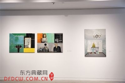 “旋构塔”展览中展出的郭立军镜面不锈钢上油画《空间的记忆》
