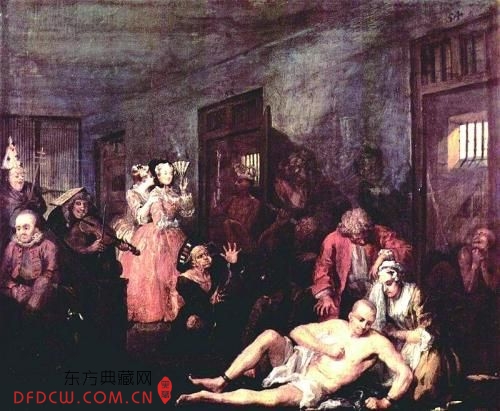 《疯人院中的浪子》，威廉·霍加斯(1733年)