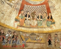 陕西横山元代壁画墓发现夫妇6人宴饮图(组图)