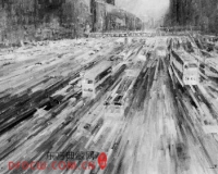 大芬油画村原创画家用画笔绘深圳观念