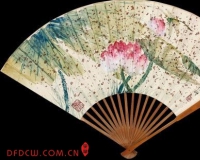 陆抑非没骨荷花成扇清赏